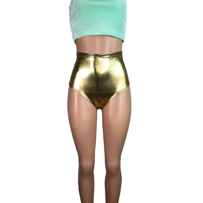 High Waist Hot Pants - Gold Metallic