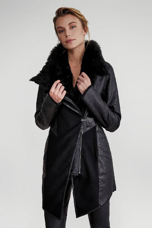 Ariel - Black Shearling Coat