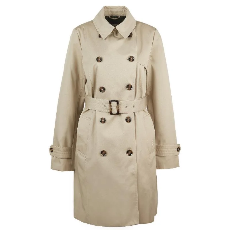 Barbour Short Greta Ladies Showerproof Trench - Light Fawn/Ancient Poplar