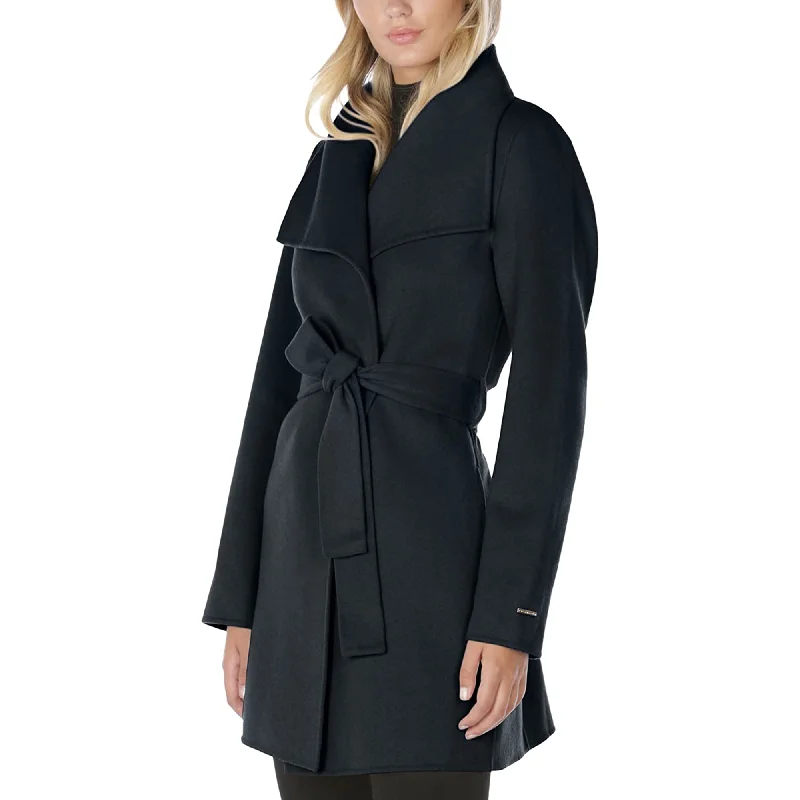 TAHARI Women's Wool Wrap Coat with Tie Belt, Deep Teal