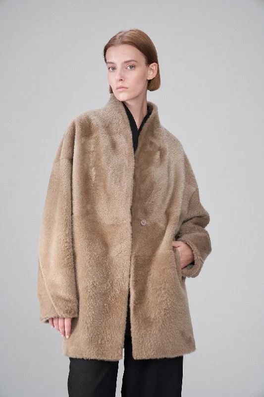 Celya - Beige Shearling Coat