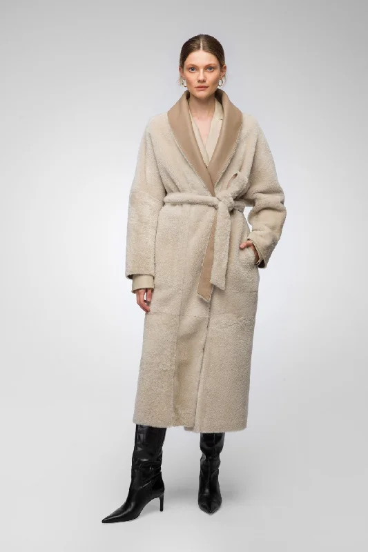 Ciara - Reversible Latte Shearling Coat