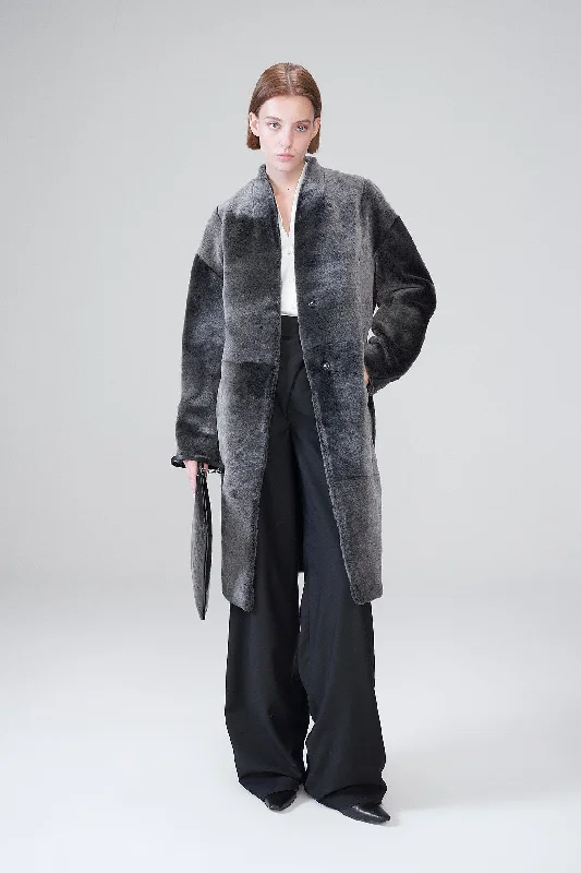 Jenny - Black Shearling Coat