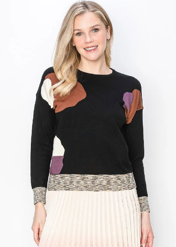 Abstract Patch Knit Sweater