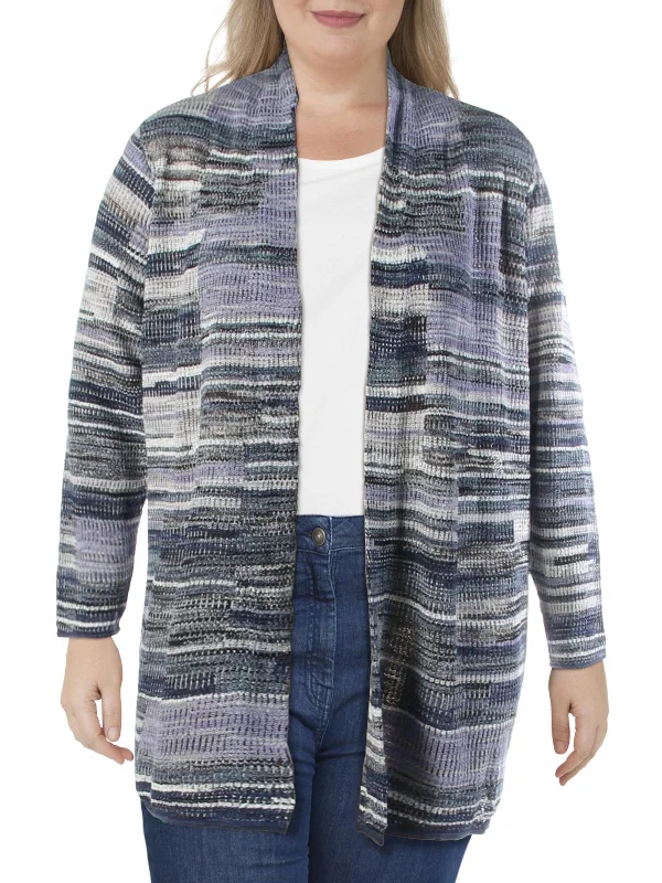 Plus Womens Wool Blend Open Front Cardigan Sweater