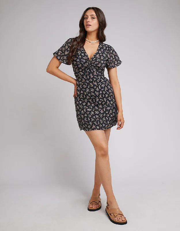 All About Eve Maya Floral Mini Dress Black