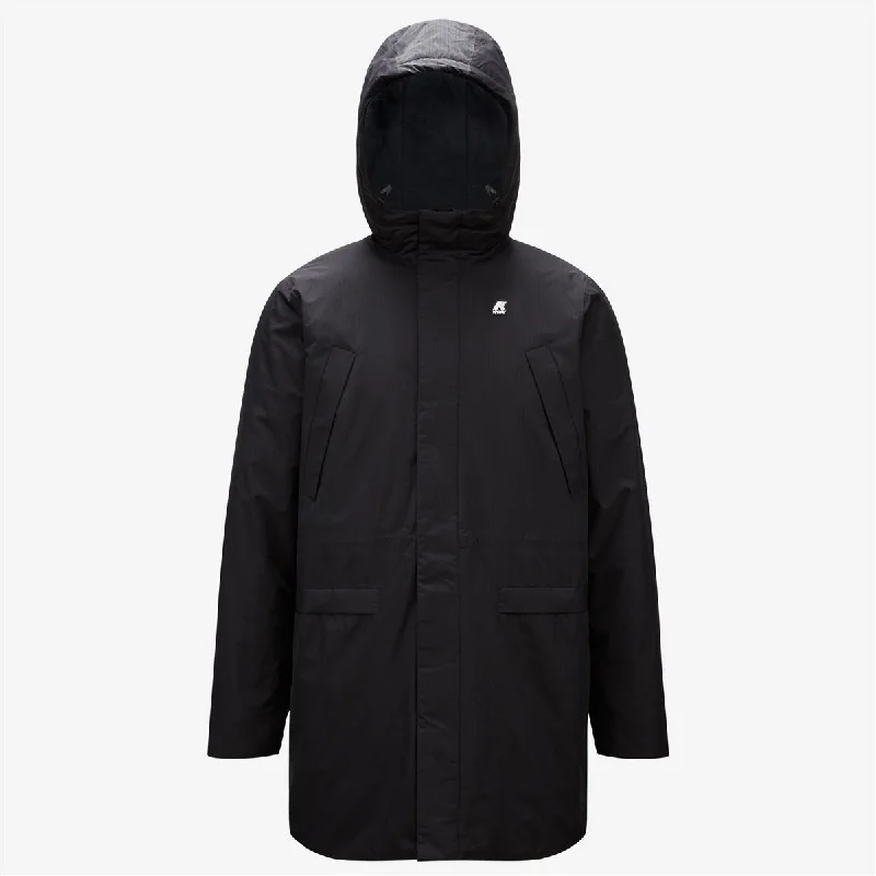 Remi Ripstop Marmotta - Men Waterproof Hooded Coat in Black Pure - Blue Depht