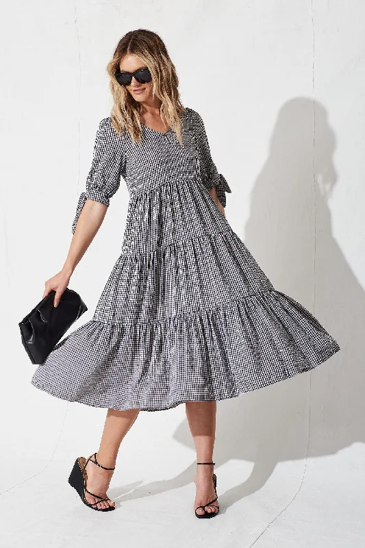 Odewick Midi Smock Dress With Black And White Gingham