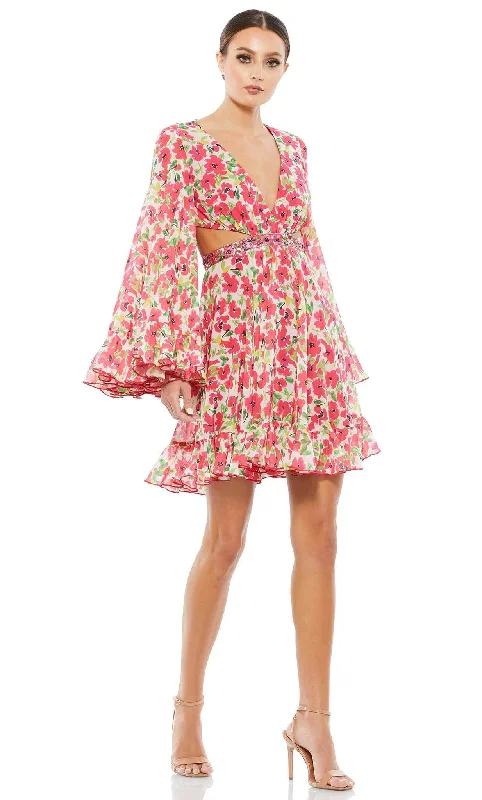 Ieena Duggal 9158 - Floral Printed Short Bell Dress