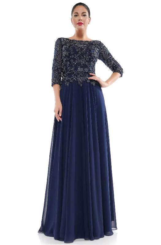 Marsoni by Colors - MV1051 Beaded Bateau Chiffon A-line Gown