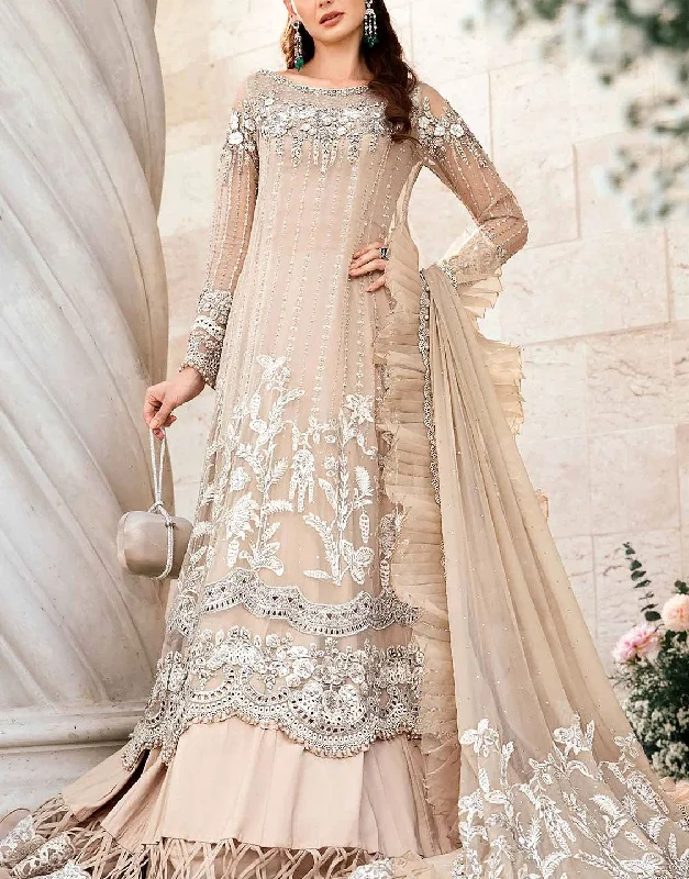 Luxurious 3D Handwork Heavy Embroidered Chiffon Bridal Dress 2024 (DZ17564)