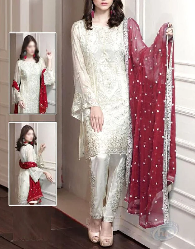 Heavy Embroidered Chiffon Wedding Dress (DZ13492)