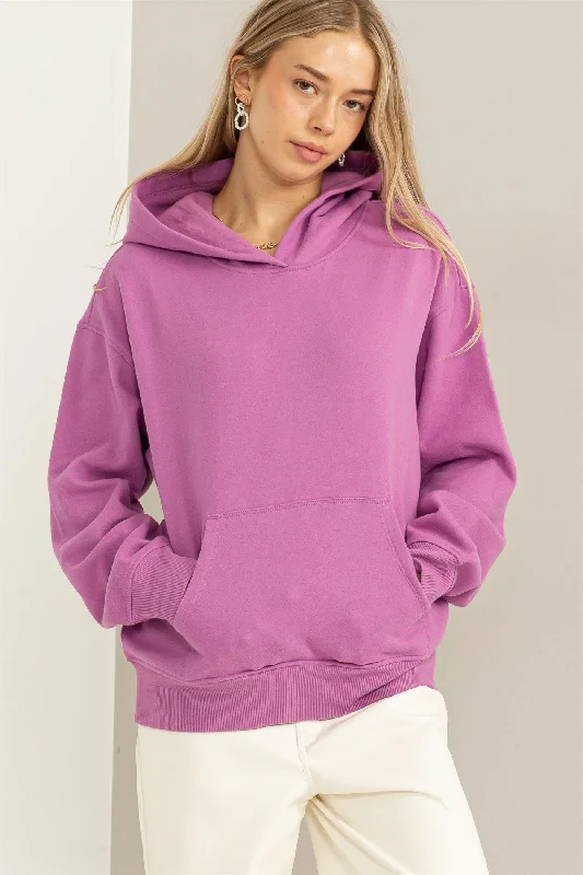 Lavender Front Pocket Hooded Fleece Sweatshirt