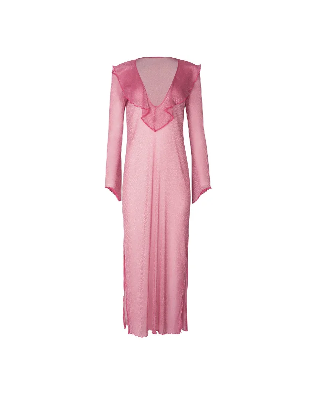 Antonia Ruffled Fuchsia Cover Up Dress