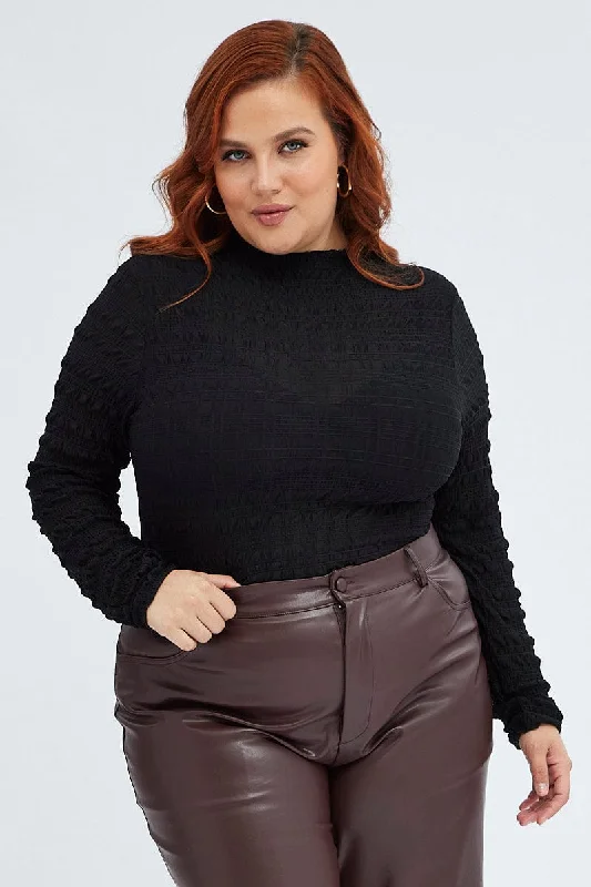 Black Bodysuit Long Sleeve High Neck